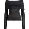 Skims Sheer Modal Off The Shoulder Long Sleeve Top In Black