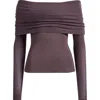 Skims Sheer Modal-blend Off-shoulder Long-sleeve Top In Nude