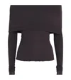 Skims Sheer Modal Off-the-shoulder Top In Burgundy