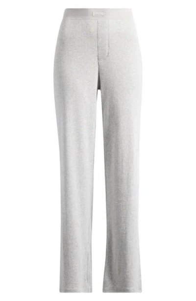 Skims Sheer Rib Pajama Pants In Gray