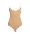 Skims Sheer Seamless Thong Bodysuit In Neutral
