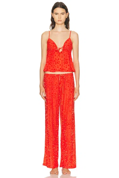 Skims Sheer Velvet Pajamas In Red