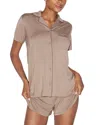 Skims Short Sleeve Pajama Set In Brown