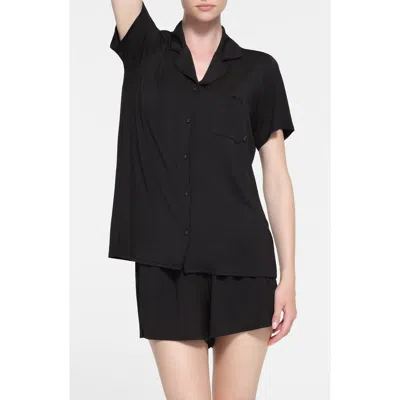 Skims Short Sleeve Sleep Set In Black