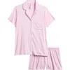 Skims Short Sleeve Pajamas In Cherry Blossom Contrast