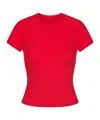 Skims Round Neck Short Sleeve T-shirt In Cherry Color