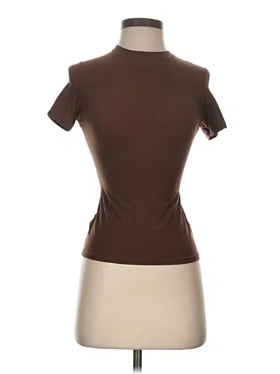 Pre-owned Skims Short Sleeve Turtleneck In Brown