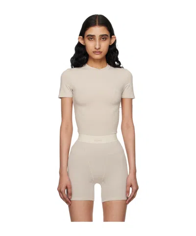 Skims Short-sleeved T-shirt In Nude