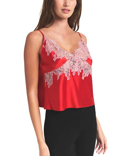 Skims Silk Blend Lace Trim Camisole In Red