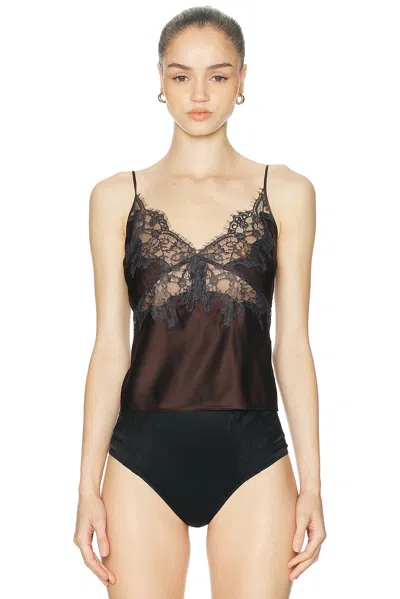 Skims Silk Lace Cami Top In Brown