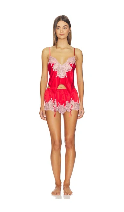 Skims Silk Lace Garter Cami And Short Set In Red