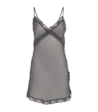 skims romance lace slip dress SKIMS ROMANCE DRAPED MINI SLIP DRESS | IVORY