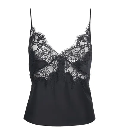 Skims Silk-lace Cami Top In Black