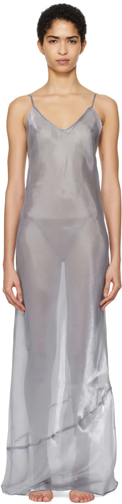 Skims Silver Liquid Organza Cami Long Maxi Dress In Mirror