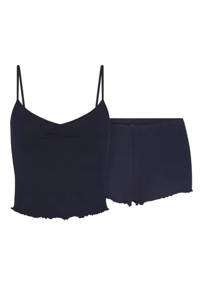 Skims Sleep Camisole Stretch-modal Pyjama Set In Navy