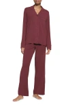 Skims Sleep Long Pajamas In Oxblood