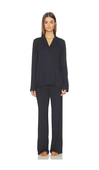 Skims Sleep Long Sleeve Button Up Sleep Set In Blue