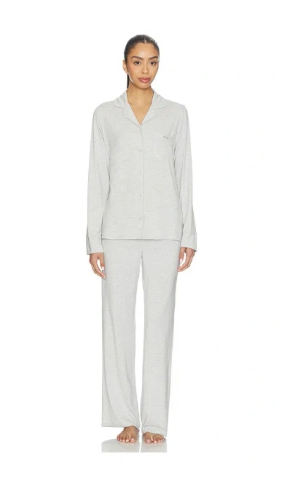 Skims Sleep Long Sleeve Button Up Sleep Set In White