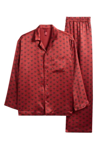 Skims Sleep Sateen Pajamas In Red