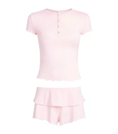 Skims Sleep Short Pyjama Set In Pink