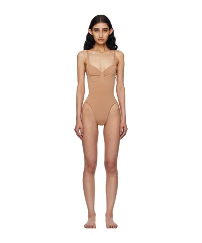 Skims Sleeveless Jumpsuit In Nude