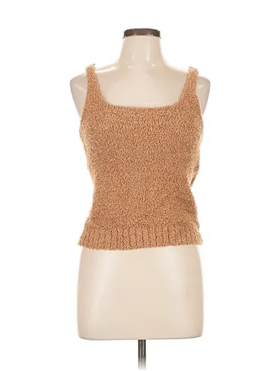 Pre-owned Skims Sleeveless Top Tan Square Neckline Tops In Brown