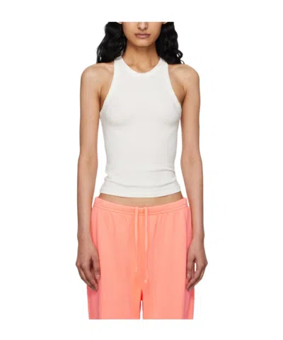 Skims Off-white Cotton Jersey Crew Neck Tank Top In Marble