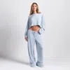 Skims Cropped Top And Pant Sleep Set In Blue