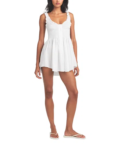 Skims Garment Washed Poplin Mini Dress In Snow