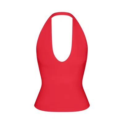 Skims Smooth Layers Halter Top In Red