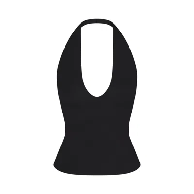 Skims Smooth Layers Halter Top In Black
