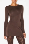 Skims Smooth Layers Crewneck Long Sleeve Minidress In Multi