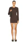 Skims Smooth Layers Crewneck Mini Dress In Brown