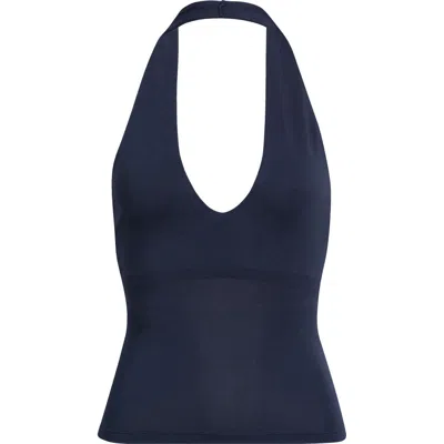 Skims Smooth Layers Halter Neck Camisole In Blue