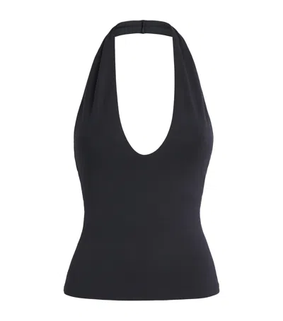 Skims Smooth Layers Halter Top In Black