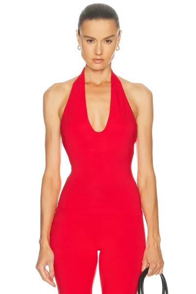 Skims Smooth Layers Halter Top In Red