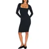 Skims Smooth Layers Long Sleeve Dress In Black