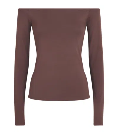 Skims Smooth Layers Off-the-shoulder Top In Brown
