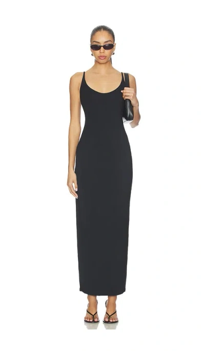 Skims Smooth Layers Skimpy Strap Maxi Dress In Black