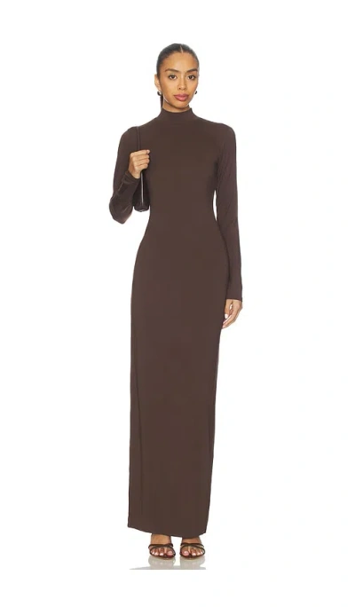 Skims Smooth Layers Turtleneck Dress In Brown