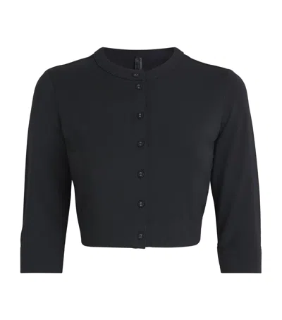 Skims Smooth Lounge Cropped Cardigan In Black