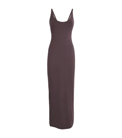 Skims Smooth Lounge Scoop-neck Maxi Dress In Brown