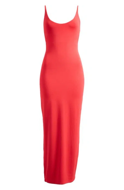 Skims Smooth Lounge Skimpy Scoop Neck Maxi Dress In Red