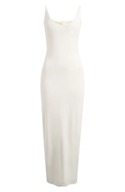 Skims Smooth Lounge Skimpy Scoop Neck Maxi Dress In White