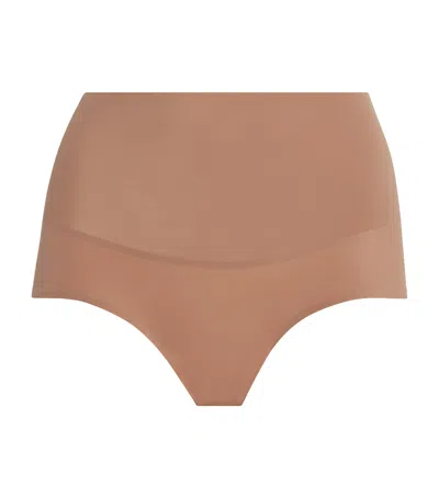 Skims Smoothing Intimates High-waist Briefs In Brown