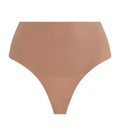 Skims Smoothing Intimates High-waist Thong In Brown