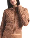 Skims Snow Bunny Cable Knit Shrunken Hoodie In Brown