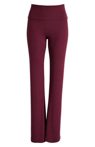 Skims Soft Lounge Foldover Pants In Bordeaux