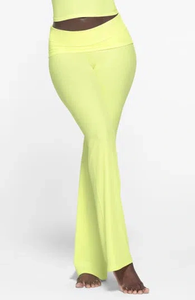 Skims Soft Lounge Foldover Rib Lounge Pants In Lemonade