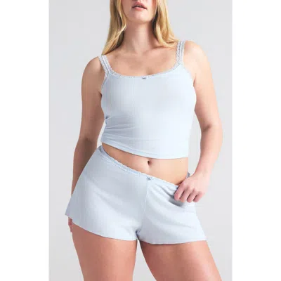 Skims Soft Lounge Lace Short Pajamas In Blue Quartz
